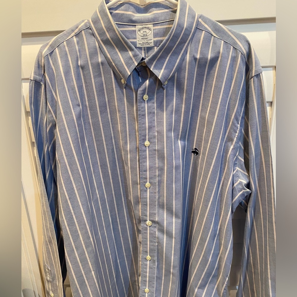 XXL Brooks Brothers blue and pink striped button down